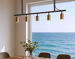 פס ספוטים מוזהבים פליז לפינת אוכל או אי מתכוונן פס ספוטים מוזהבים פליז לפינת אוכל או אי מתכוונן