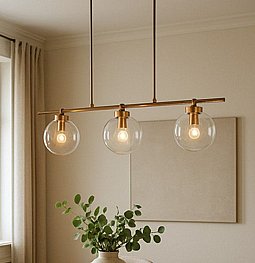 מנורה מעוצבת פליז וכדורי זכוכית מנורה מעוצבת פליז וכדורי זכוכית